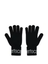 Roberto Cavalli Logo-intarsia Wool-blend Gloves In Black