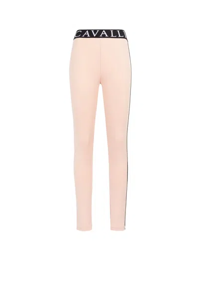 Roberto Cavalli Logo-jacquard Leggings In Pink