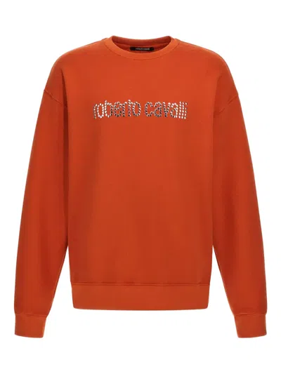 Roberto Cavalli Logo-lettering Sweatshirt In Orange