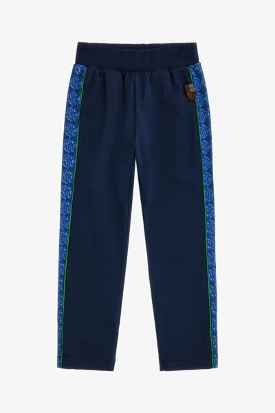 Roberto Cavalli Logo Pants In Dark Blue