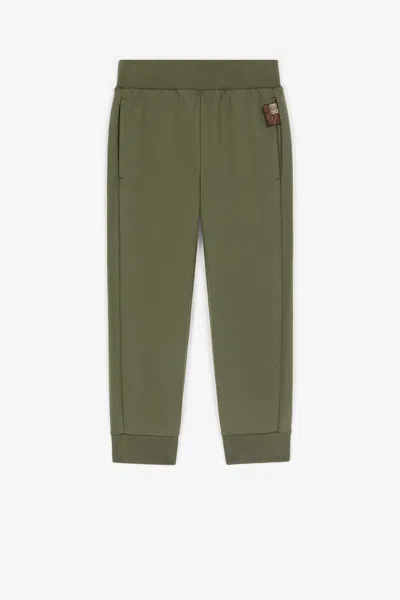 Roberto Cavalli Logo-patch Cotton Trousers In Dark Green