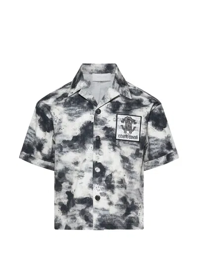 Roberto Cavalli Kids' Logo-patch Shirt In Black