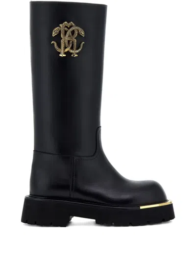 Roberto Cavalli Logo-plaque Boots In Black