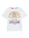 Roberto Cavalli Logo-plaque Gold-leaf T-shirt In Neutral
