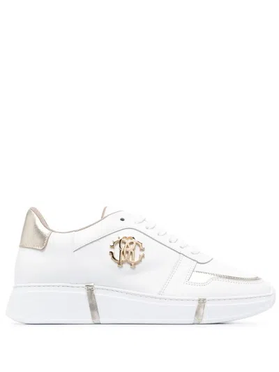 Roberto Cavalli Logo-plaque Low-top Sneakers In White