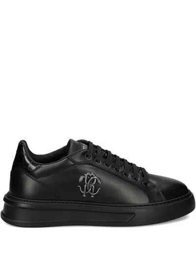 Roberto Cavalli Logo-plaque Platform Sneakers In Black