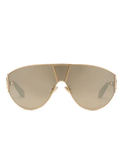 Roberto Cavalli Logo-plaque Shield Sunglasses In Gold