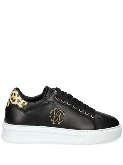 Roberto Cavalli Logo-plaque Sneakers In 黑色