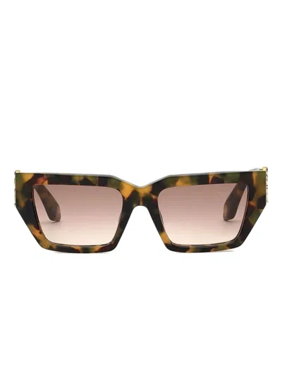 Roberto Cavalli Logo-plaque Sunglasses In Brown