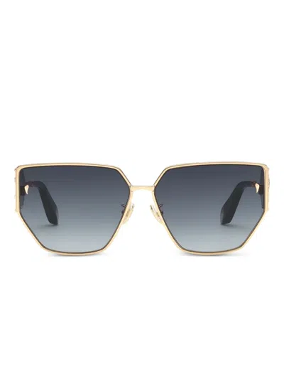 Roberto Cavalli Logo-plaque Sunglasses In Black