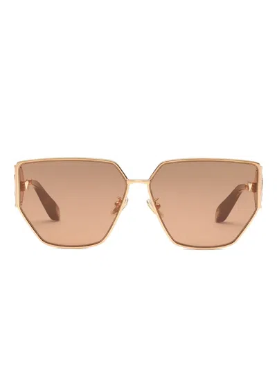 Roberto Cavalli Logo-plaque Sunglasses In Brown