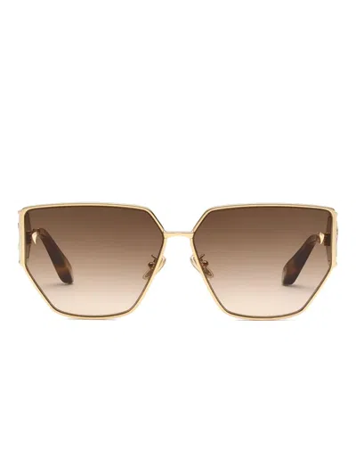 Roberto Cavalli Logo-plaque Sunglasses In Brown