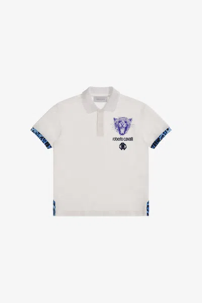 Roberto Cavalli Logo Polo T-shirt In White