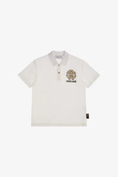 Roberto Cavalli Logo Polo T-shirt In White