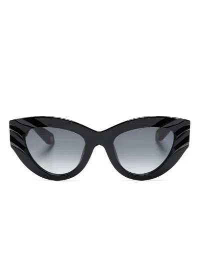Roberto Cavalli Logo-print Cat Eye-frame Sunglasses In Black