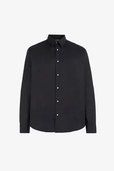 Roberto Cavalli Logo Print Cotton Shirt In Black
