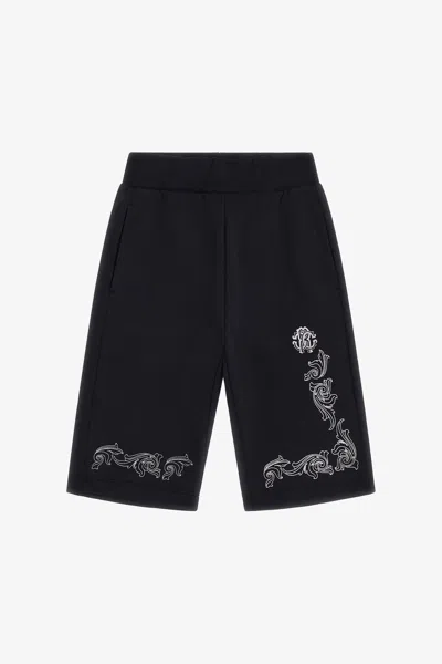 Roberto Cavalli Logo Print Cotton Sweatpants In Black