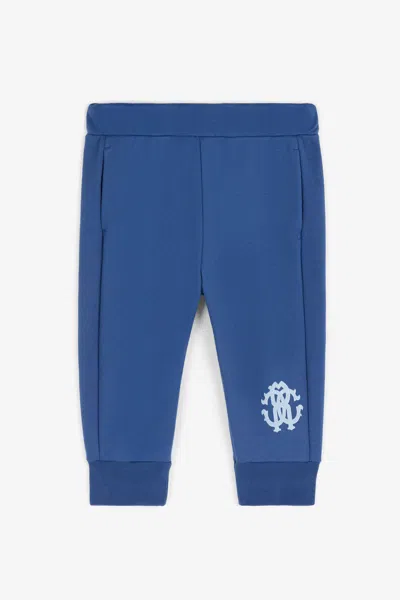 Roberto Cavalli Logo-print Cotton Sweatpants In Blue