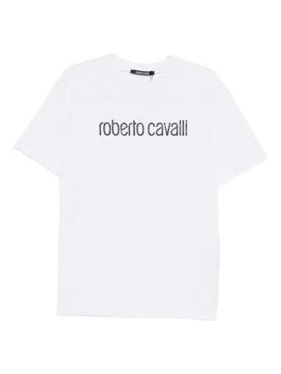Roberto Cavalli Logo-print Cotton T-shirt In White