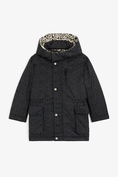 Roberto Cavalli Logo-print Hooded Coat In Black