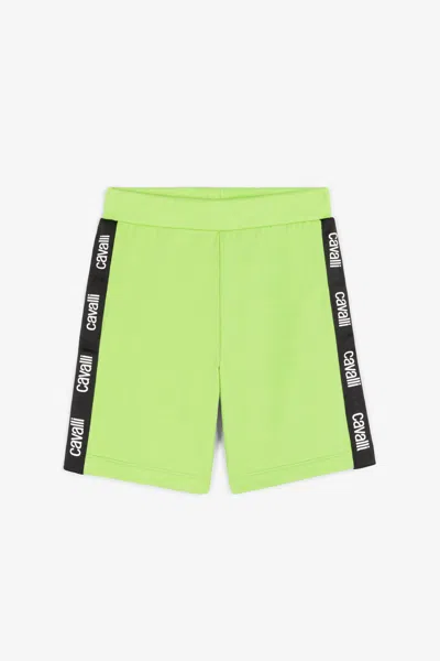 Roberto Cavalli Logo-print Shorts In Light Green