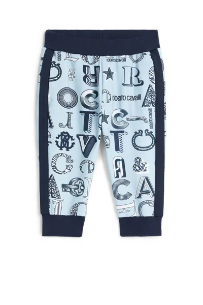 Roberto Cavalli Logo-print Sweatpants In Light Blue