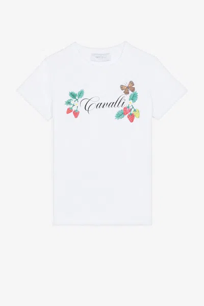 Roberto Cavalli Kids' Logo-print T-shirt In White