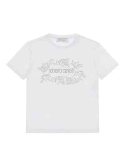 Roberto Cavalli Kids' Logo-print T-shirt In White