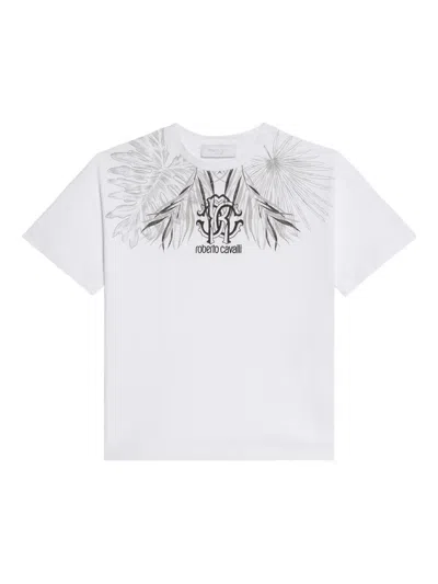 Roberto Cavalli Kids' Logo-print T-shirt In White