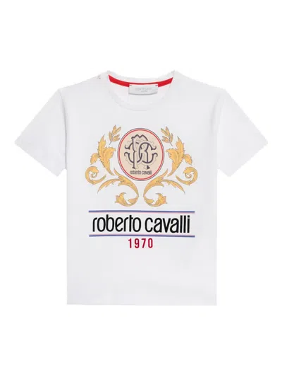 Roberto Cavalli Kids' Logo-print T-shirt In White