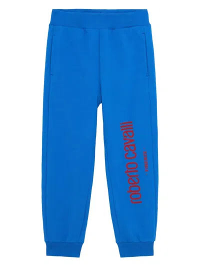 Roberto Cavalli Kids' Logo-print Track Pants In Blue