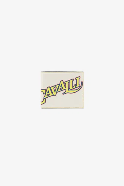 Roberto Cavalli Logo-print Wallet In Ivory