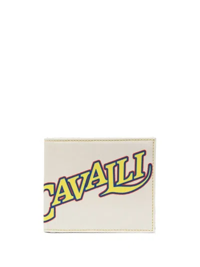 Roberto Cavalli Logo-print Wallet In Neutrals