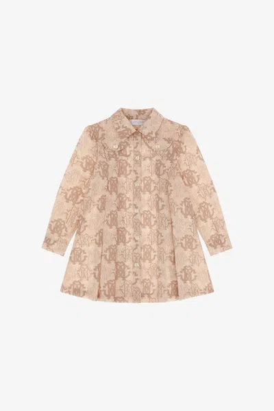 Roberto Cavalli Logo Rc Dress In Light Brown
