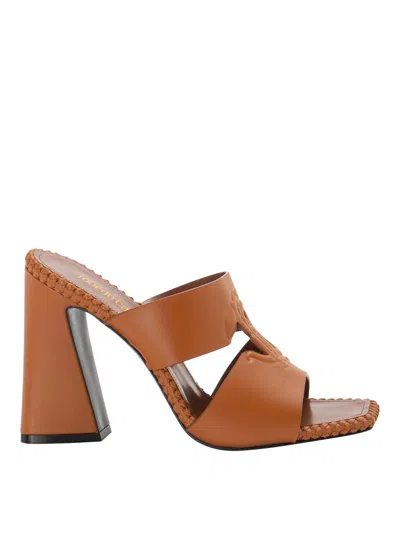 Roberto Cavalli Logo Sandals In Brown