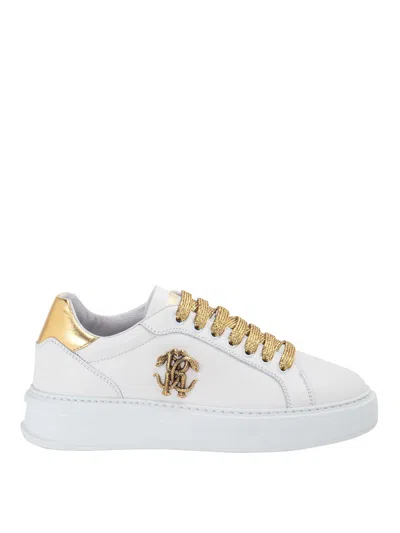 Roberto Cavalli Logo Side Logo Sneakers In Blanco
