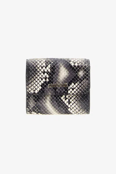 Roberto Cavalli Logo Small Wallet In Printed Leather In Animal Print