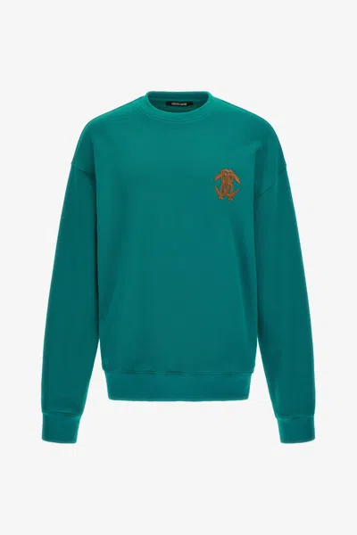 Roberto Cavalli Logo Sweater In Light Blue