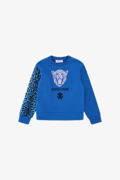Roberto Cavalli Logo Sweatshirt In Blue