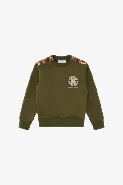 Roberto Cavalli Logo Sweatshirt In Green