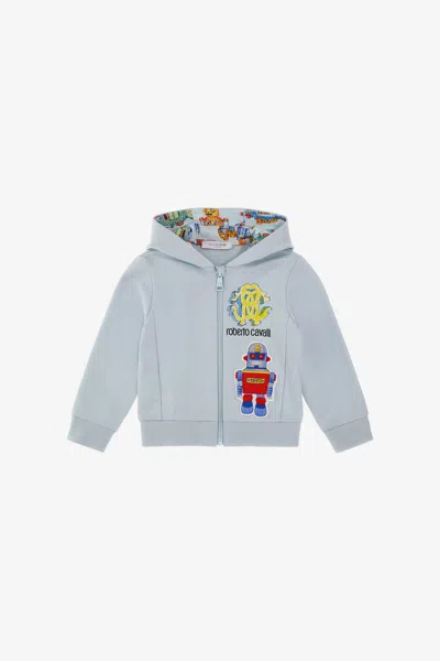 Roberto Cavalli Babies' Logo Sweatshirt In Light Blue