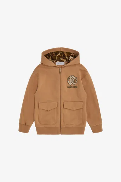 Roberto Cavalli Logo Sweatshirt In Light Brown