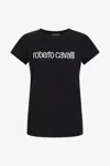 Roberto Cavalli Logo-embroidered T-shirt In Black