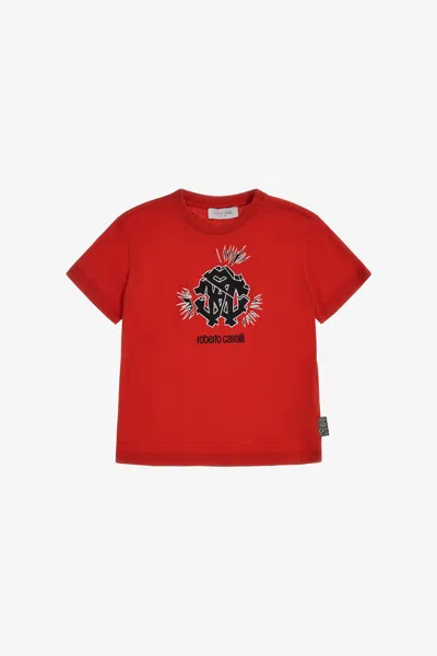 Roberto Cavalli Logo T-shirt In Red