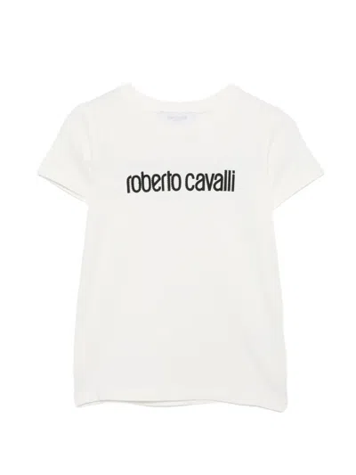 Roberto Cavalli Kids' Logo T-shirt In White