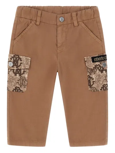 Roberto Cavalli Babies' Logo Trousers In Brown
