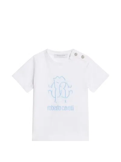 Roberto Cavalli Babies' Logo T-shirt In White