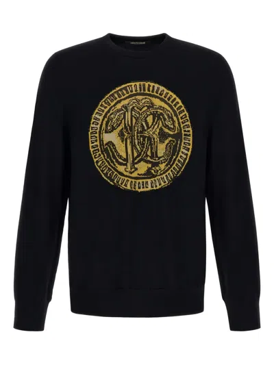 Roberto Cavalli Logo Wool Sweater In Black
