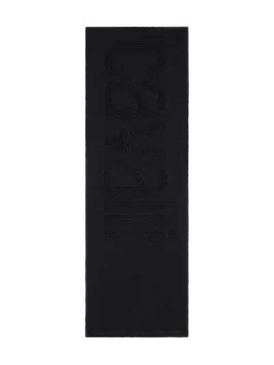 Roberto Cavalli Logo-workmanship Wool-blend Scarf In Black