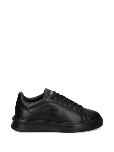 Roberto Cavalli Logo-appliqué Sneakers In Black